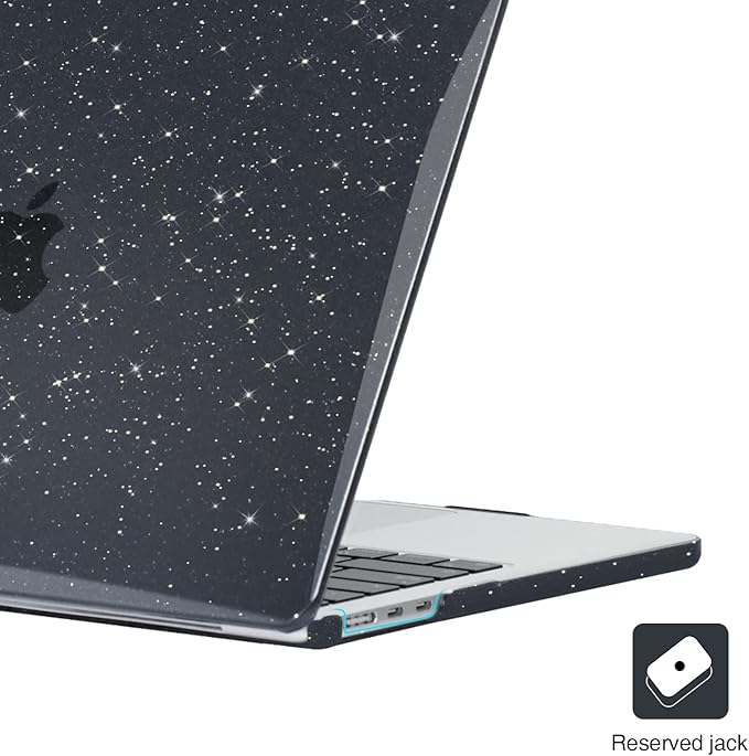 EooCoo Case Compatible with MacBook Air 15 inch M5 2026 2025-2023 Release M4 M3 M2 Model A3448 A3241 A3114 A2941, Plastic Hard Shell Case & Keyboard Cover & Screen Protector, Sparkly Black