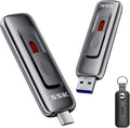SSK USB Drive 128GB,up to 560 MB/s Read Speed Pendrive,Fast Memory Stick with Sliding Dual USB 3.2 Gen 2 FlashDrive Type-c +A?External SSD Thumb-Drive for iPhone 15/16/17/Android/Windows/Tablet/TV