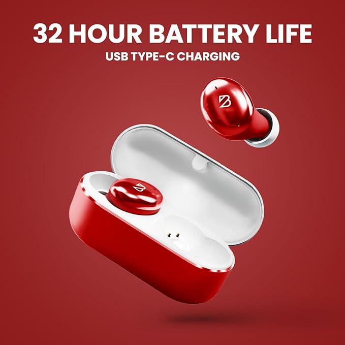 Back Bay Audio Tempo 30 Wireless Earbuds for Small Ears - Award-Winning Sound, Sweatproof Bluetooth Earbuds, Tech Fitness Gifts for Men, Comfortable Bluetooth Ear Buds for Women - Red
