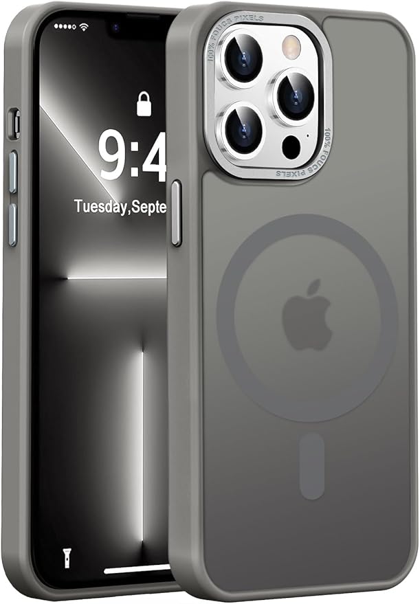 Newfuture Designed for iPhone 13 Pro Max Case with Magnetic [13 FT Military Drop Protection] [Compatible with Magsafe] Slim Translucent Matte Shockproof with Anti-Fingerprint Phone Case, Titanium Gray