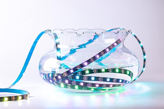 WS2812B LED Strip Individual Addressable Light SMD 30Pixels/m 5050 RGB Pixel Strip DC5V (16.4FT 150LEDS Waterproof IP65, White PCB)
