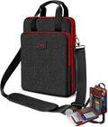ZINZ Laptop Shoulder Bag 12.3-13 inch Case Sleeve, Expandable Handbag with Valuables Compartment Compatible with MacBook Air/Pro/Neo 13", iPad 12.9"/13"/11", Shockproof,Black-Wine edge