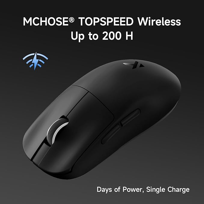 MCHOSE L7 Ultra+ Wireless Gaming Mouse, Lightweight 48g, Ergonomic Mouse with 42K DPI, PAW3950, Optical Switch, 20000 FPS, Dual 8K Polling and 7 Programmable Buttons, 3-Mode Connect, PC/Mac - Black