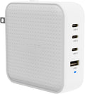 HyperJuice® 100W GaN Safety Tested Travel Charger - Quad-Port GaN Charger for iPhone, iPad, MacBook, Smartphone, & Laptop - Compact Type C Charger Fast Charging Phone Charger for 4 Devices (White)