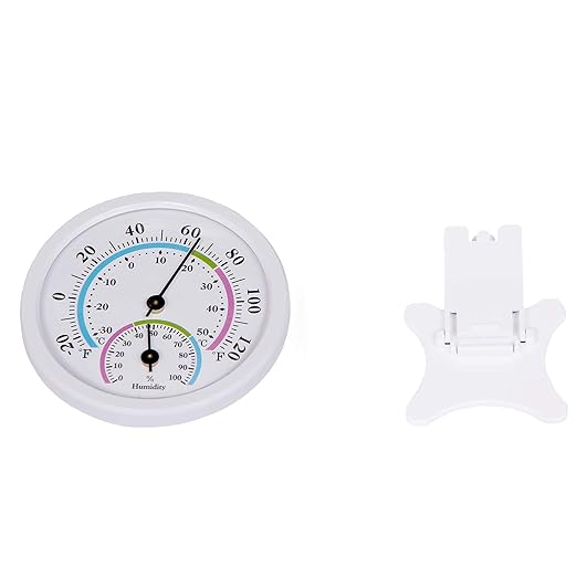 Mini Indoor Thermometer Hygrometer Analog 2 in 1 Temperature Humidity Monitor Gauge for Home, Room, Outdoor, Offices, Display Mechanical Diameter 75mm (No Battery Needed)-White