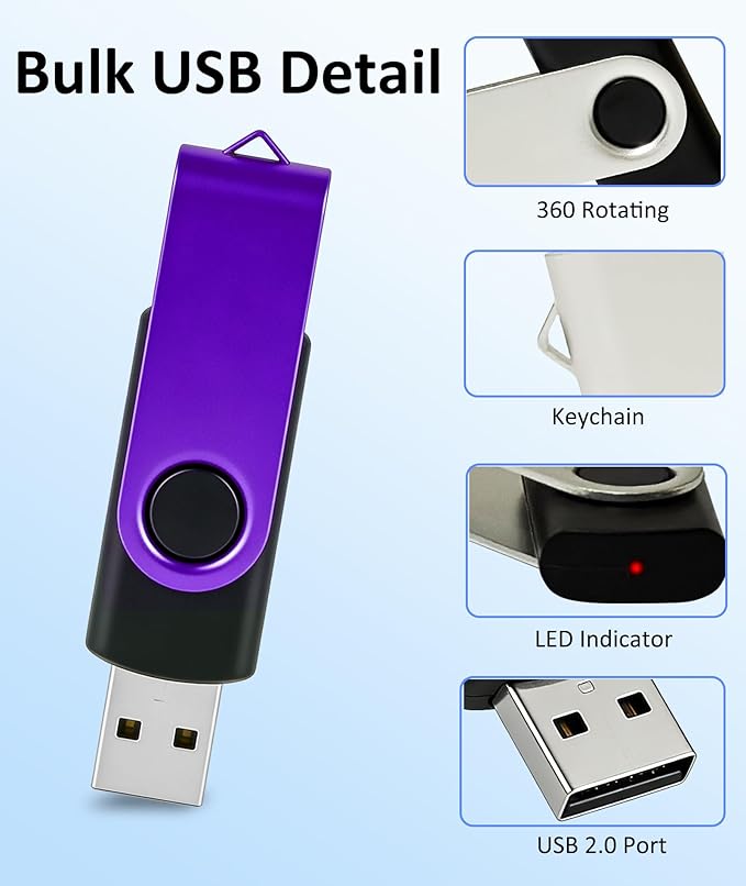 2GB USB Flash Drive 20 Pack Nicepicten Bulk USB 2.0 Thumb Drive Fat Flash Drives Multipack Swivel Jump Zip Drive USB Memory Stick with Label & Lanyards (2GB Black)