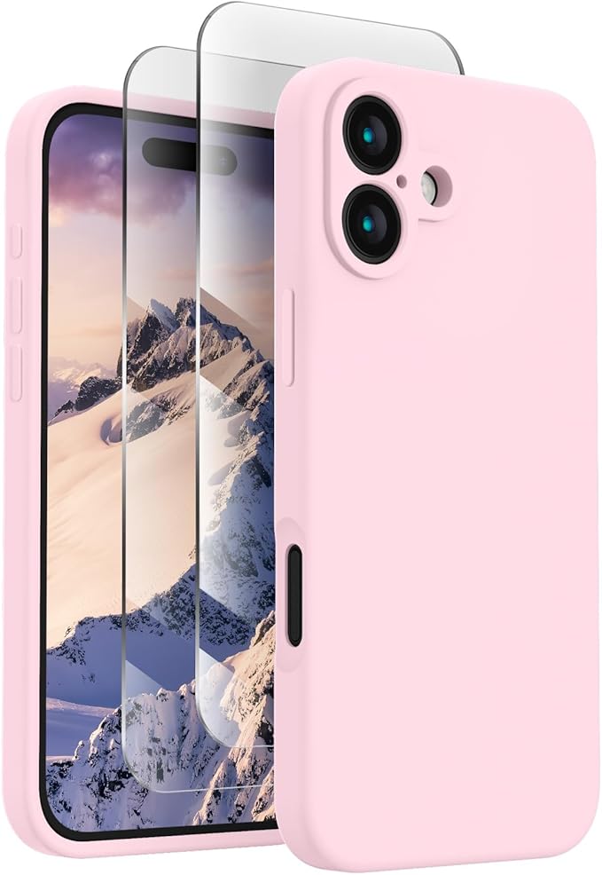 FireNova Designed for iPhone 16 Case, Silicone Upgraded [Camera Protection] Phone Case, Soft Anti-Scratch Microfiber Lining Inside, 6.1 inch, Chalk Pink