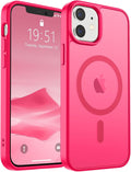SUPFINE Magnetic for iPhone 12 Mini Case & iPhone 13 Mini Case (Compatible with MagSafe) (Military Grade Drop Protection) Slim Translucent Matte Shockproof Phone Cover,Hot Pink