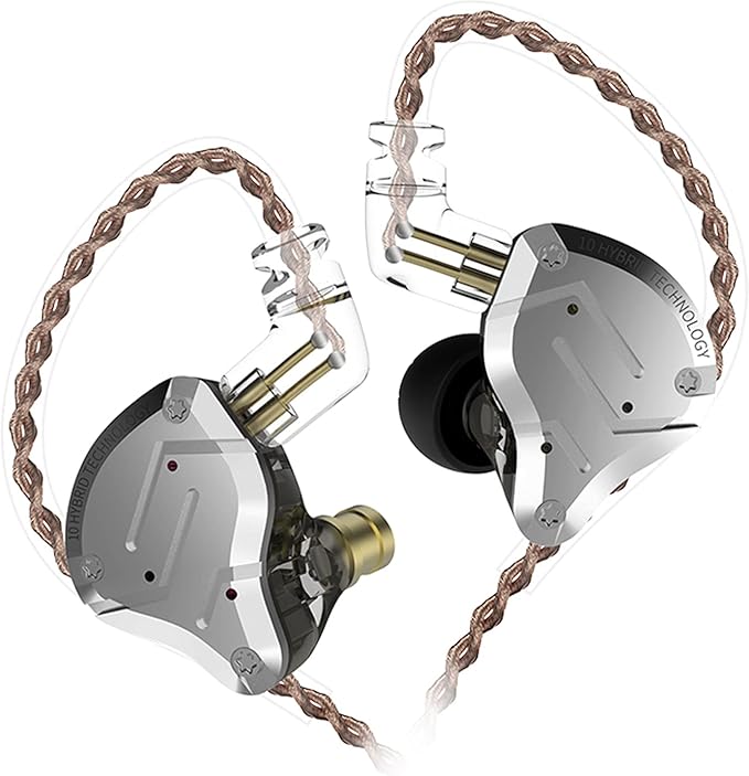 KZ ZS10 Pro in Ear Monitor, 4BA+1DD Hybrid Driver IEM Earphones, HiFi Gaming Earbuds with Stainless Steel Faceplate, in Ear Headphone for Musician Audiophile (Without Mic, Black)