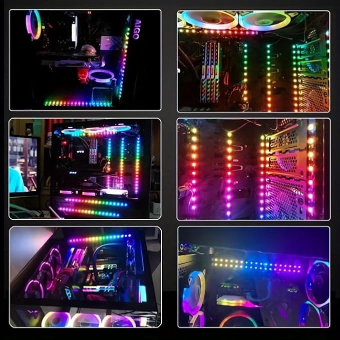 RGB Strip Light for PC Case, 3x19.7in 90LEDs Addressable LED Strip for Motherboard 5V 3-Pin Header Gaming Case DIY Lighting