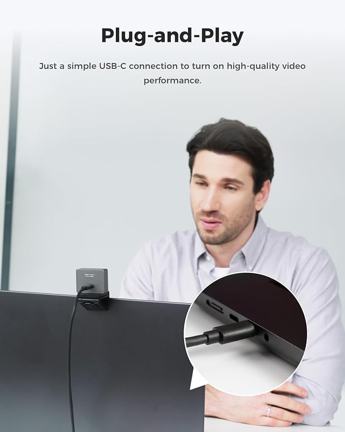 OBSBOT Meet 2 Al-Powered 4K Webcam— Ultra HDR,1080p@60FPS,1/2" CMOS,4X Digital Zoom,Plug&Play,Built-in Dual Mic—Work with Skype, Zoom/ MS_Teams/Google Meet—for Online Call/Meeting/Educate-Grey