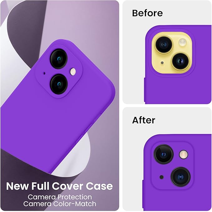 FireNova Designed for iPhone 14 Case, Silicone Upgraded [Camera Protection] Phone Case, Soft Anti-Scratch Microfiber Lining Inside, 6.1 inch, Neon Purple