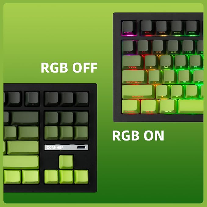 ZORNHER ZH870 Wireless Mechanical Gaming Keyboard,80% Green Custom Creamy Sound Keyboard with Shine Through PBT Keycaps,Pre-lubed Linear Switches,Hot-Swappable,RGB Backlit,2.4GHz/USB-C/BT5.0