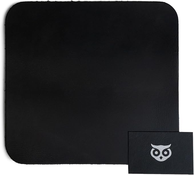 Hide & Drink, Durable Mouse Pad, Executive Mousepad for Work Desk & Office Essentials, Genuine Mat, Thick Full Grain Leather, Handmade, Charcoal Black