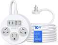 ORICO Power Strip with USB C Ports, Flat Plug Extension Cord with Multiple Outlets, Power Strip with 2 USB-A and 2 USB-C Ports, Compact for Cruise Ship, Travel, Mountable for Office, Home, Dorm-PSO
