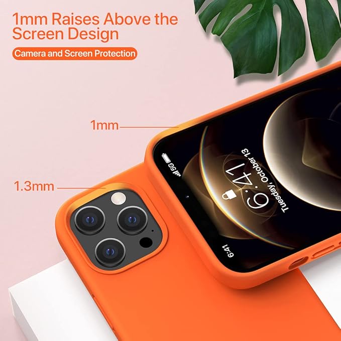 Miracase Compatible with iPhone 12 Pro Max Case, [Soft Anti-Scratch Microfiber Lining], Liquid Silicone Case Gel Rubber Shockproof Drop Protection Phone Case for 12 Pro Max, Orange