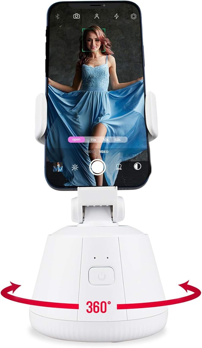 Smartphones Gimbal Stabilizer, 360° Rotation Smart Tracking Holder, Face Object Shooting Selfie Stick Mount for Tripod, Suit for Photographing Vlog Videos Shooting (White)