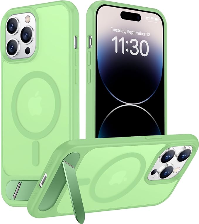 Magnetic Compatible with iPhone 14 Pro Max Case, [Built-in Invisible Kickstand][Compatible with MagSafe] [Military Grade Shockproof] Slim Translucent Matte Phone Case for iPhone 14 Pro Max 6.7"