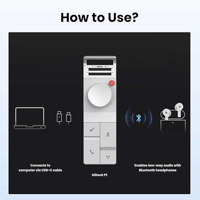 HiDock P1 AI Voice Recorder Work with Bluetooth Earbuds: BlueCatch Tech Smart Voice Recorder with Playback AI Transcriber Summarize for Lectures Meeting Notes Voice Activated Recorder 64GB(Star White)