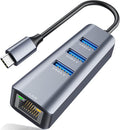 ABLEWE USB C to Ethernet Adapter, 4-in-1 RJ45 to USB-C/Thunderbolt 3 to Gigabit Ethernet LAN Network Adapter for MacBook Pro/Air 2023/2024, iPad Pro, iPhone 15/16 Pro/Max, Chromebook, XPS,Surface Book
