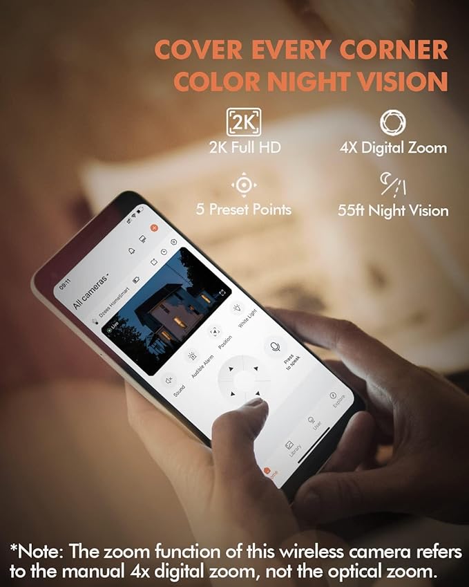 Dzees Security Cameras Wireless Outdoor, 2K Pan/Tilt 360° View Solar/Battery Powered WiFi Cameras for Home Security with AI Motion Detection,Color Night Vision, 2-Way Audio, SD/Cloud Storage - 2 Pack
