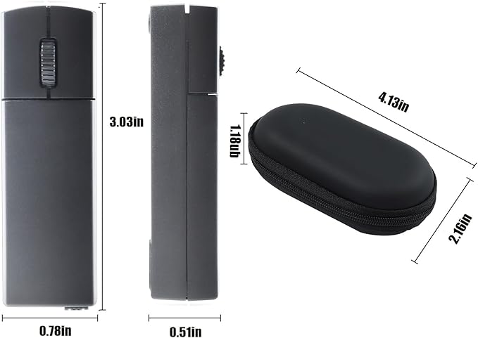elec Space Wireless Mini Finger Mouse - Silent Dual-Mode Bluetooth & 2.4GHz, Ergonomic Portable PC Mice with Case, Compatible with MacBook and Chromebook