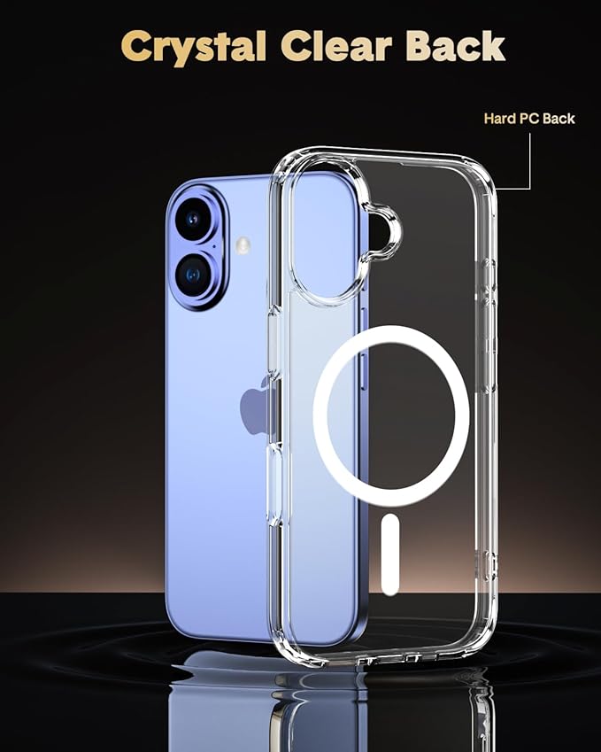 for iPhone 16 Case,Compatible with MagSafe,Magnetic Slim Cover,Anti-Yellowing & Shockproof,Full Camera Protection,Includes Screen & Lens Protectors,Clear Protective Case