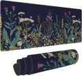 Flower Extended Gaming Mouse Pad Abstract Black Desk Mat 31.5x11.8 Inch Floral Texture Non-Slip Rubber Base Weeds Mousepad Stitched Edges Keyboard Mouse Mat Desk Pad for Office Home Game