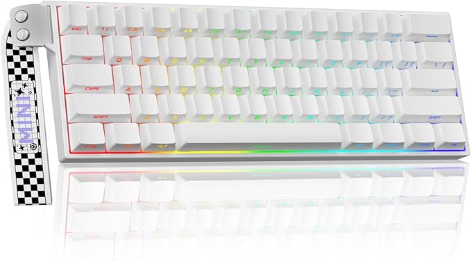 Aula MINI60 HE PRO Wireless Gaming Keyboard 60%,Hall Effect Rapid Trigger Magnetic Keyboard,8000Hz Polling,Tri-Mode(BT5.0/2.4GHz/USB-C),RGB Hot Swappable Compact Mechanical Keyboard for Gamer(White)