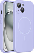 Miracase Magnetic for iPhone 15 Plus Case, [Soft Anti-Scratch Microfiber Lining], Magnetic for MagSafe, Liquid Silicone Shockproof Drop Protection Phone Case for 15 Plus, Light Purple