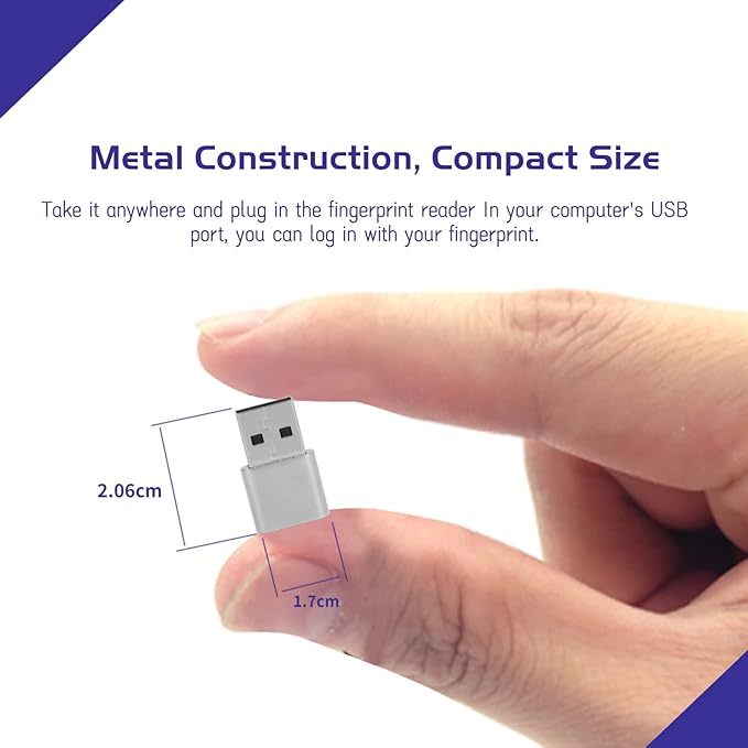 USB Fingerprint Reader, 360° Detection Mini Fingerprint Scanner 0.5s Touch Speedy Matching Portable Biometric Scanner USB Security Key for Password and File Encryption