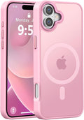 Newfuture Designed for iPhone 16 Case with Magnetic [13 FT Military Drop Protection] [Compatible with Magsafe] Slim Translucent Matte Shockproof with Anti-Fingerprint Phone Case, Chalk Pink