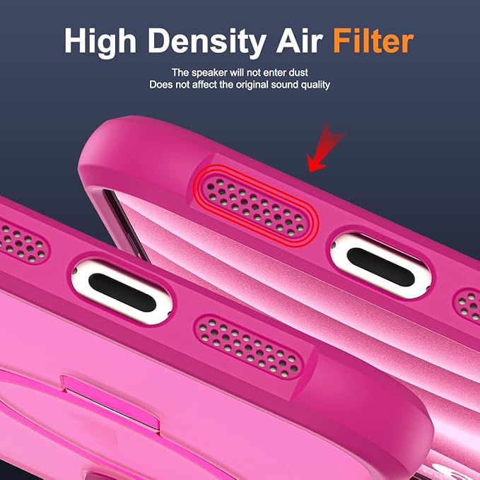 SKYLMW Compatible with iPhone 16 Pro Case with Invisible Magnetic O-Ring Stand Military-Grade Translucent Case for iPhone 16 Pro 6.3" [Compatible with Mag-Safe][Great Grip Feeling], Rose