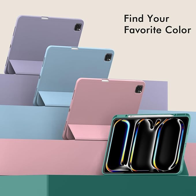 ZryXal New iPad Pro 13 Inch Case (M5) 2025 / (M4) 2024 with Pencil Holder, Smart iPad Case [Support Pencil Pro and Pencil (USB-C)], Support Touch ID and Auto Wake/Sleep (Forest Green)