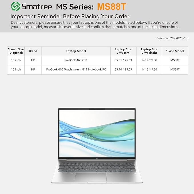 Smatree MS88T Hard EVA Protective Sleeve Case with Stand Compatible for 16 inch HP ProBook 465/460 G11