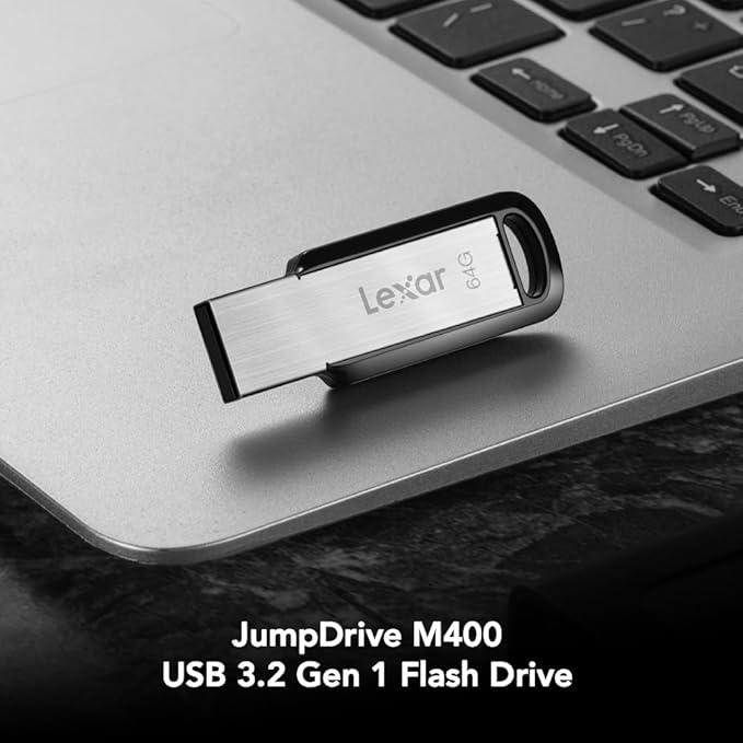 Lexar 64GB JumpDrive M400 USB 3.2 Gen 1 Flash Drive for Storage Expansion and Backup, Up to 150MB/s Read, Black (LJDM400064G-BNBNU)