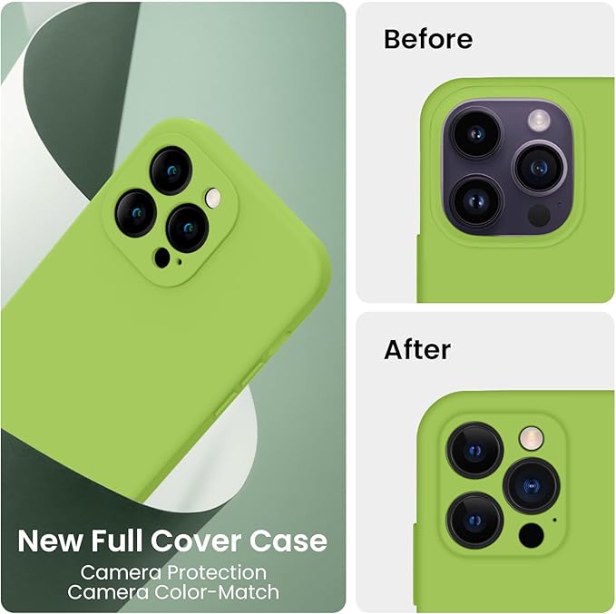 FireNova Designed for iPhone 14 Pro Case, Silicone Upgraded [Camera Protection] Phone Case, Soft Anti-Scratch Microfiber Lining Inside, 6.1 inch, Sprout Green