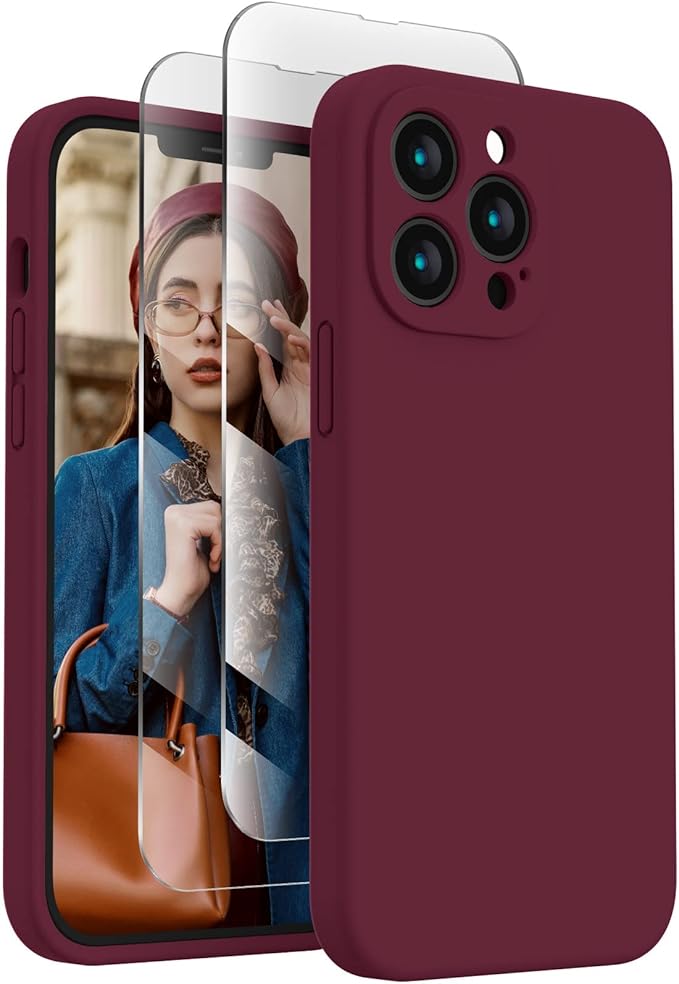 FireNova Designed for iPhone 13 Pro Max Case, Silicone [Camera Protection] Phone Case, Soft Anti-Scratch Microfiber Lining Inside, 6.7 inch, Plum