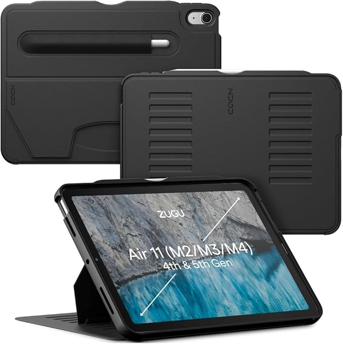 ZUGU CASE for iPad Air 11 M4 2026/M3 2025/M2 2024 iPad Air 4 & 5 10.9 Inch (2020/2022) - Protective, Ultra Thin, Magnetic Stand, Sleep/Wake Cover with Apple Pencil Charging & Storage - Black