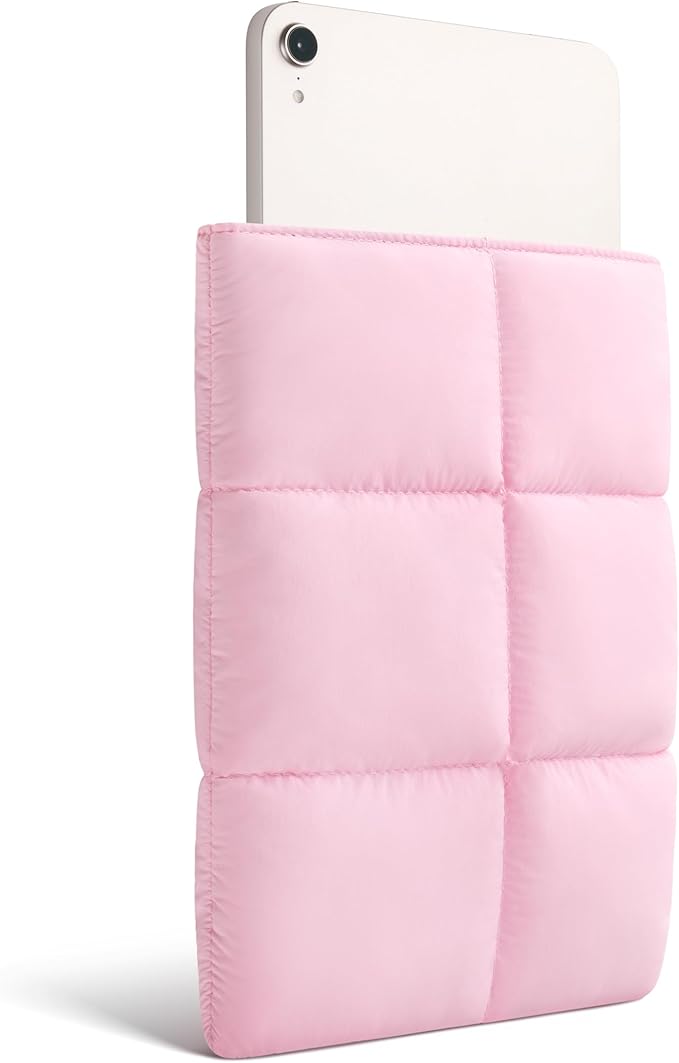 Comfyable Puffy Tablet Sleeve 7-8 Inch Compatible for iPad mini 7 2024 A17 Pro, Mini 6 2021 A15, Quilted Puffer Tablet Carrying Case for Women Men, Candy Pink