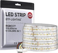 BTF-LIGHTING Highest Density RGBCCT 5 Colors in 1 LED 5050SMD RGB+ Tunable Color Temperature 2700K-6500K 16.4ft 112LEDs/m DC24V Multi-Colored IP67 14mm Width White LED Tape(No Adapter or Controller)