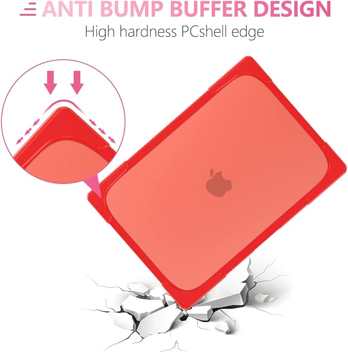 Batianda Heavy Duty Case for New MacBook Pro 14 Inch 2026 2025 M5 M4 M3 M2 Pro/Max Chip- Ergonomic Foldable Kickstand (Holds 22lbs/Zero Wobble) Matte Translucent Rugged Armor Cover, Red