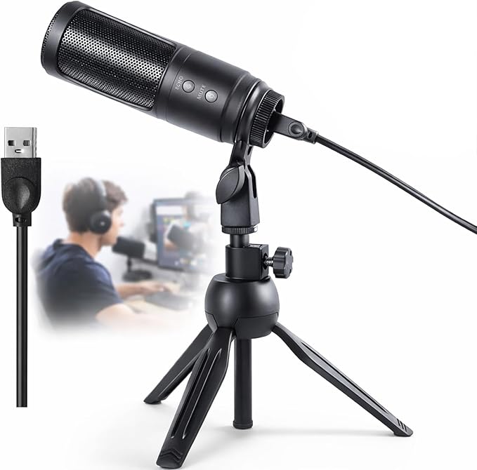 USB Condenser Microphone, Cardioid Condenser Mic with 20Hz–20kHz Frequency Response, Plug & Play USB 2.0 Interface, Compatible with Windows/Mac, Ideal for Podcasting, Recording Studio & Karaoke