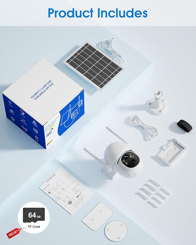 SANSCO 4G LTE Cellular Solar Security Camera Wireless Outdoor, Lifetime Free Unlimited Data, NO WiFi 2K Color Night Vision, PTZ 360 View, 2 Way Audio, Motion Detection (4G Unlimited-2Pack)