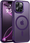 Newfuture Designed for iPhone 16 Pro Max Case with Magnetic [13 FT Military Drop Protection] [Compatible with Magsafe] Slim Translucent Matte Shockproof with Anti-Fingerprint Phone Case, Deep Purple