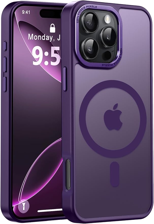 Newfuture Designed for iPhone 16 Pro Max Case with Magnetic [13 FT Military Drop Protection] [Compatible with Magsafe] Slim Translucent Matte Shockproof with Anti-Fingerprint Phone Case, Deep Purple