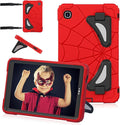 Case for Samsung Tab A7 Lite 8.7 inch 2021 Release SM-T220/T225/T227u, Shockproof Cute Kids Silicone Protective Cover for Galaxy Tab A7 Lite 8.7 inch with Kickstand Shoulder Strap, Red+Black