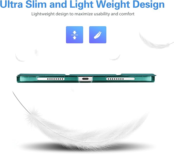 ProCase Smart Case for iPad Pro 12.9 2022/2021/2020/2018, Slim Stand Hard Back Shell Smart Cover for iPad Pro 12.9" 6th Gen/5th Gen/4th Gen/3rd Gen -BluishGreen
