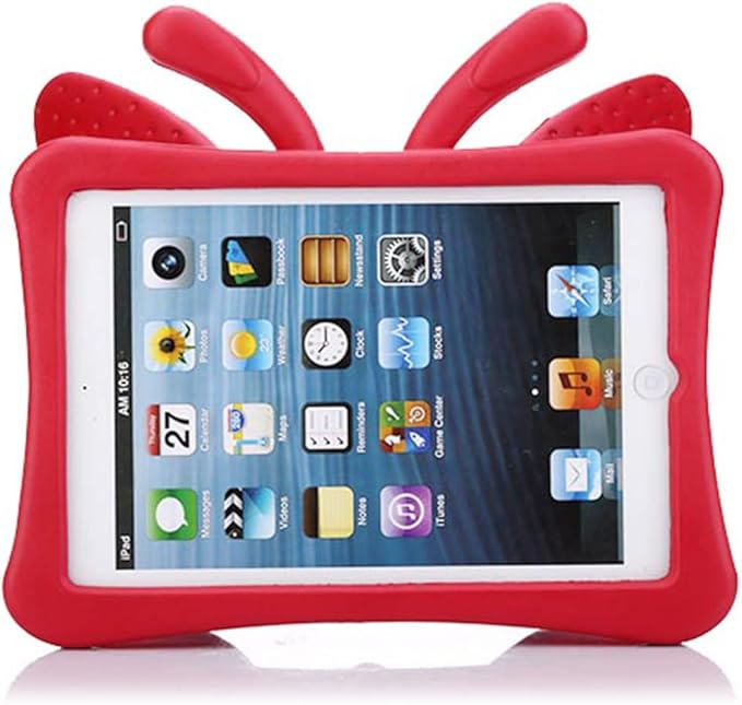 Kids Case for Apple iPad mini 5/Mini 4/Mini 3/Mini 2/Mini 1 with Kickstand Soft EVA Foam Lightweight Shockproof Stand Cover for iPad mini 5th/4th/3rd/2nd/1st Generation 7.9", Red Butterfly