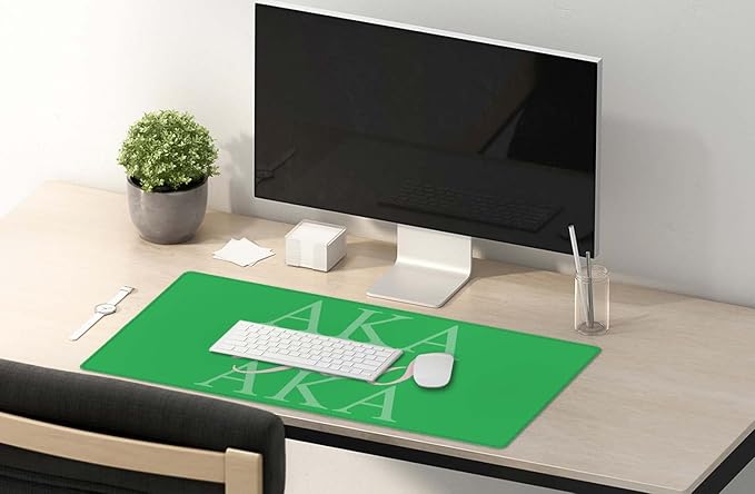 SSOIU Extended Gaming Mouse Pad (35.5x15.7 in), Large Stable Rubber Base Mousepad with Stitched Edges, Keyboard Mouse Mat Desk Pad for Work, Game, Office, Home - AkA 1908 Cool Design Green Color